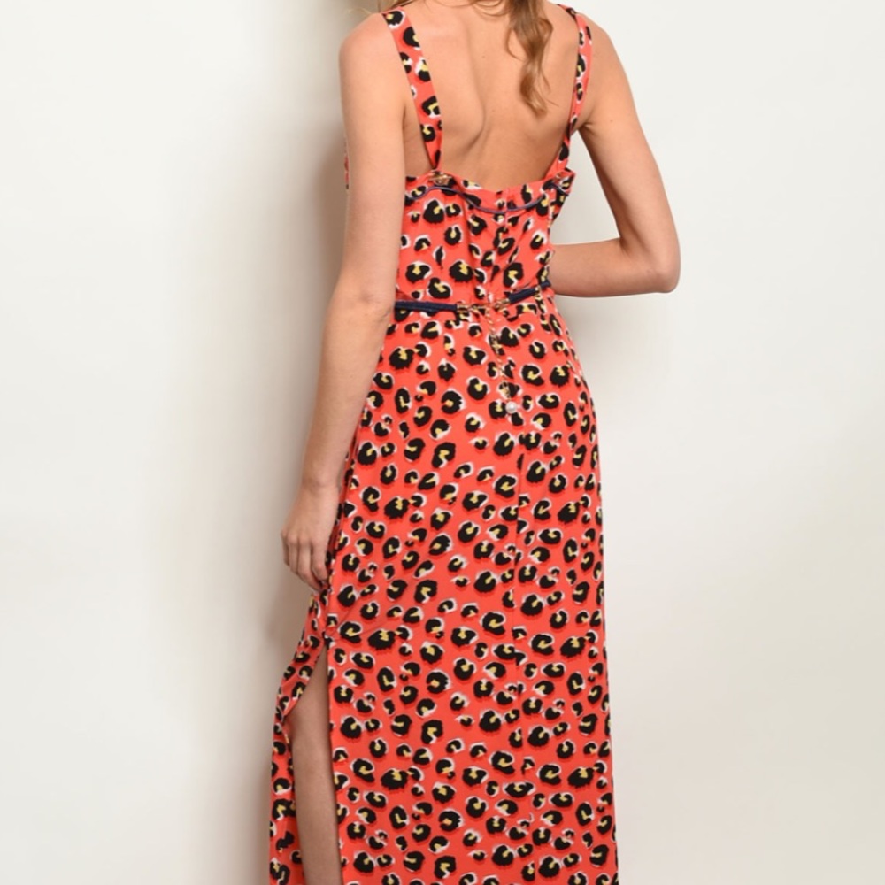 ❤️LAST 3! CORAL LEOPARD ANIMAL PRINT MAXI- Dress - Picture 3 of 3